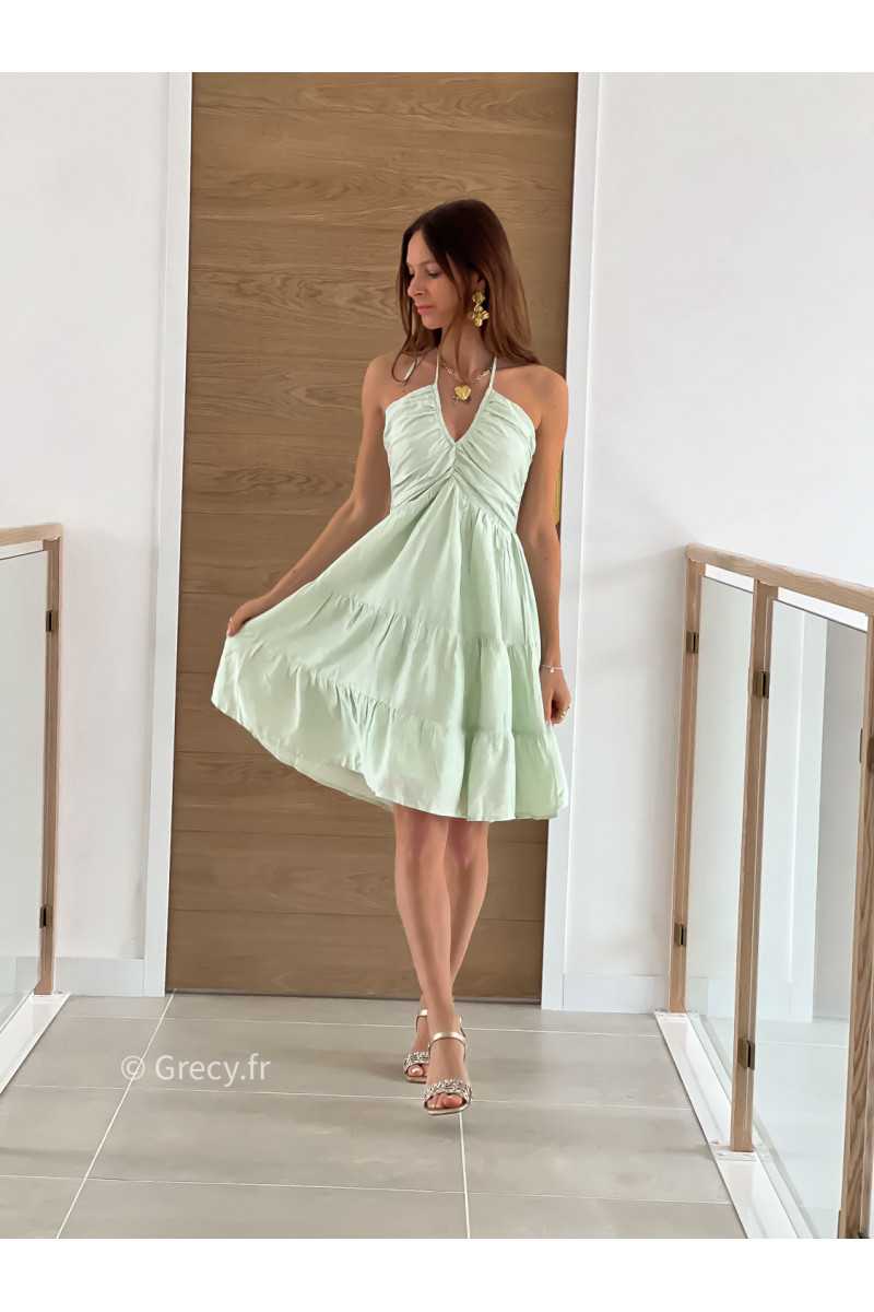 Robe fluide verte clair cérémonie mariage grecy mode look printemps été 2025