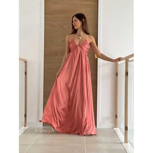Robe longue cérémonie rose saumon