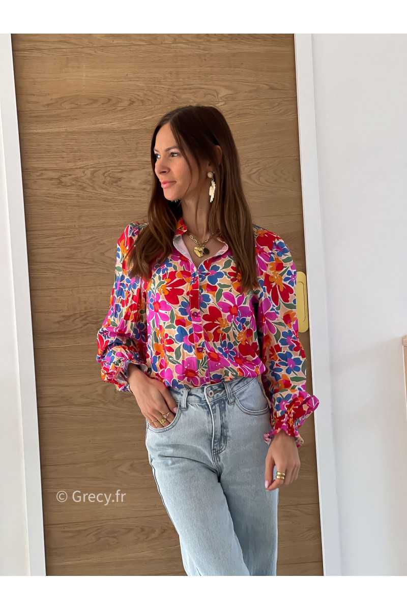 Chemise fleurie colorée printemps été 2025 mode tendance grecy