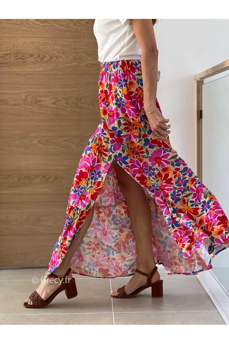 Jupe longue fleurie colorée printemps été 2025 mode tendance grecy