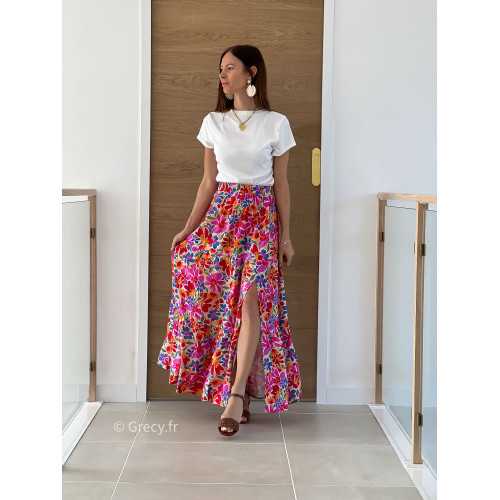 Jupe longue fleurie colorée printemps été 2025 mode tendance grecy