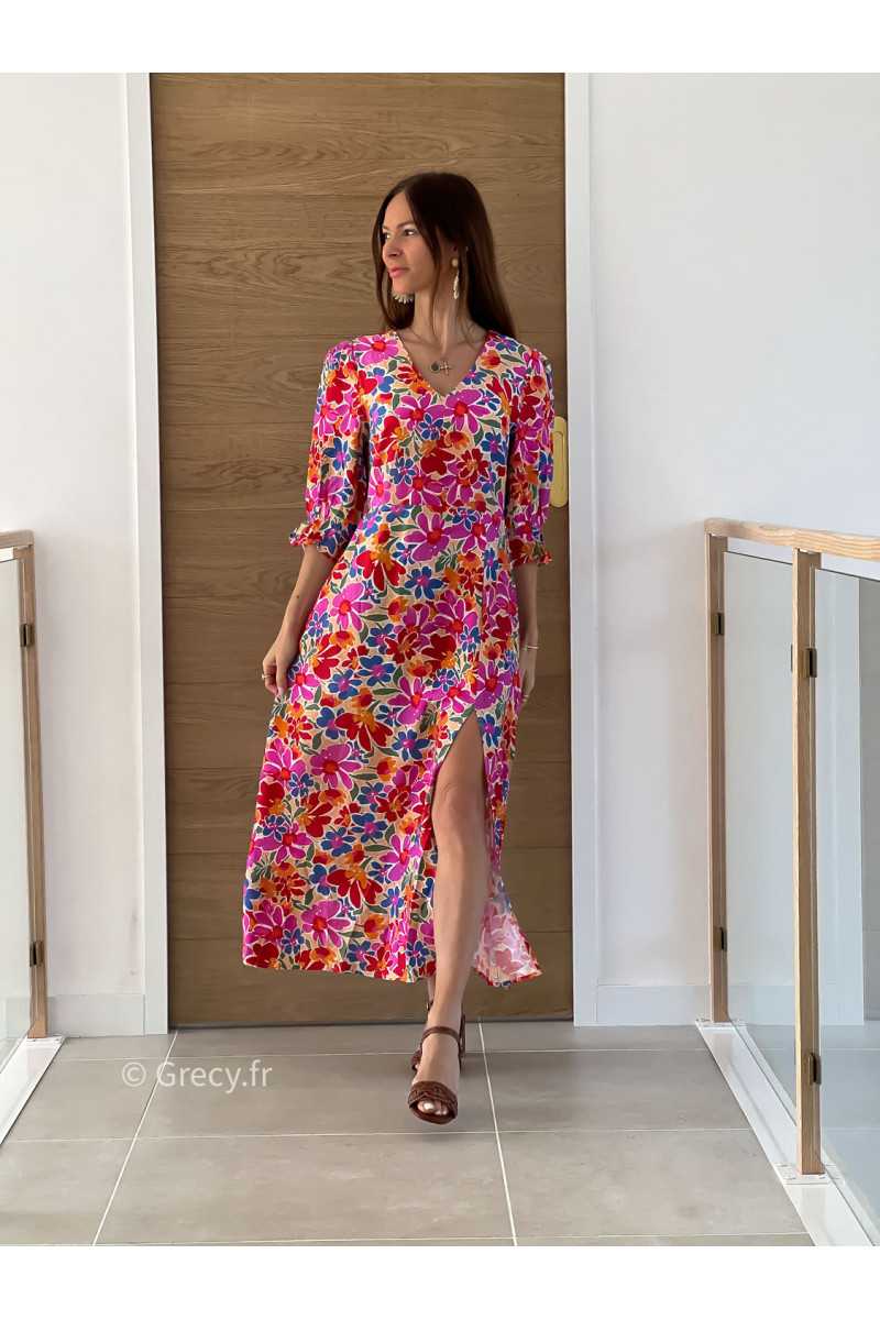 robe longue fleurie colorée printemps été 2025 mode tendance grecy
