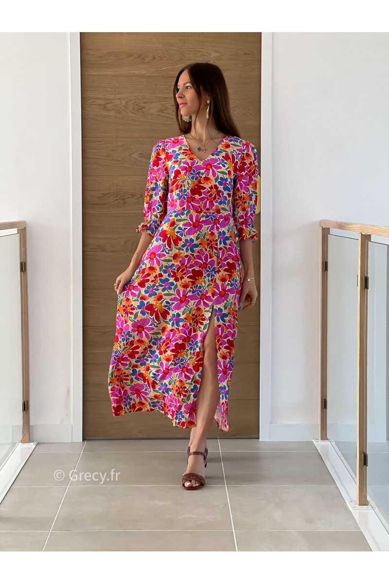 robe longue fleurie colorée printemps été 2025 mode tendance grecy