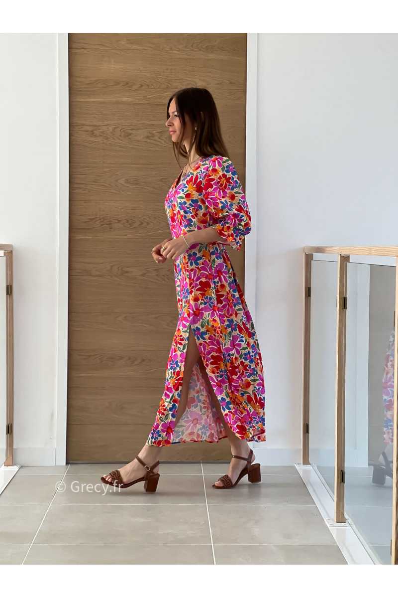 robe longue fleurie colorée printemps été 2025 mode tendance grecy