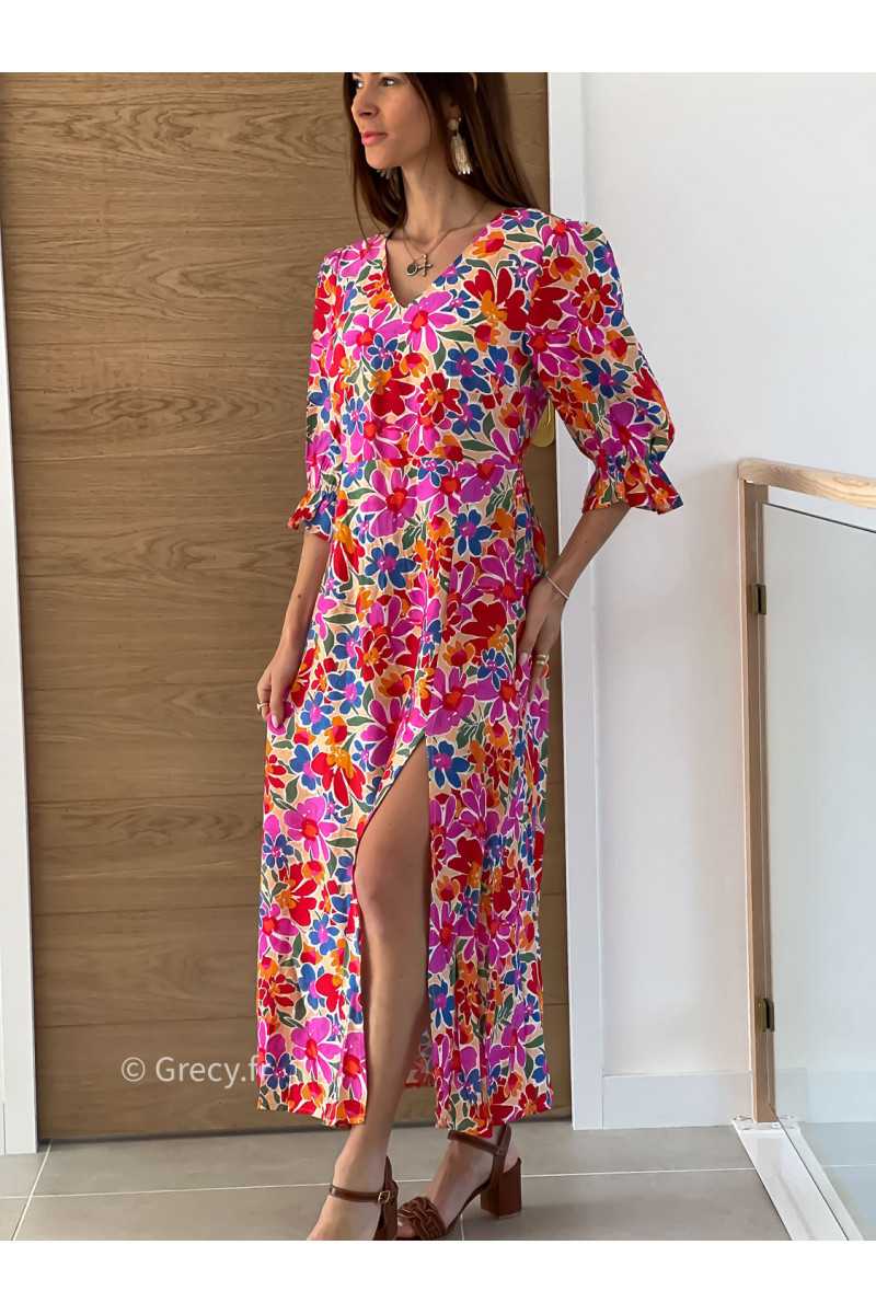 robe longue fleurie colorée printemps été 2025 mode tendance grecy