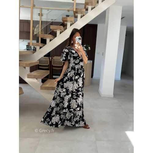 Robe longue noire et blanche mode tendance printemps été 2025 grecy chic élégant