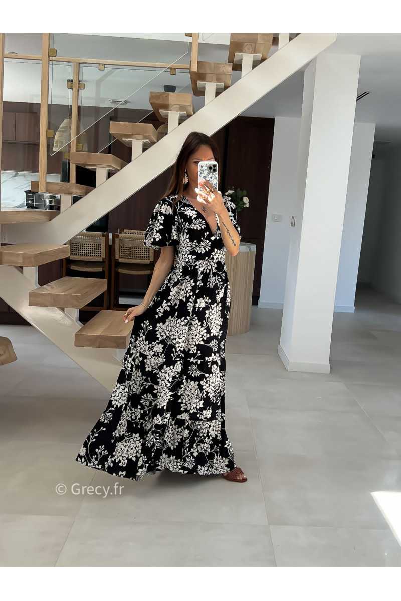 Robe longue noire et blanche mode tendance printemps été 2025 grecy chic élégant