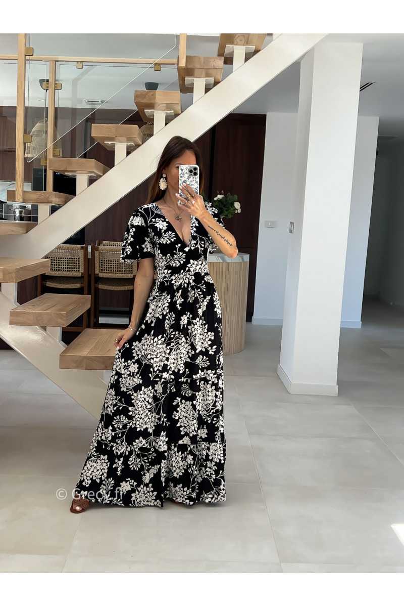 Robe longue noire et blanche mode tendance printemps été 2025 grecy chic élégant