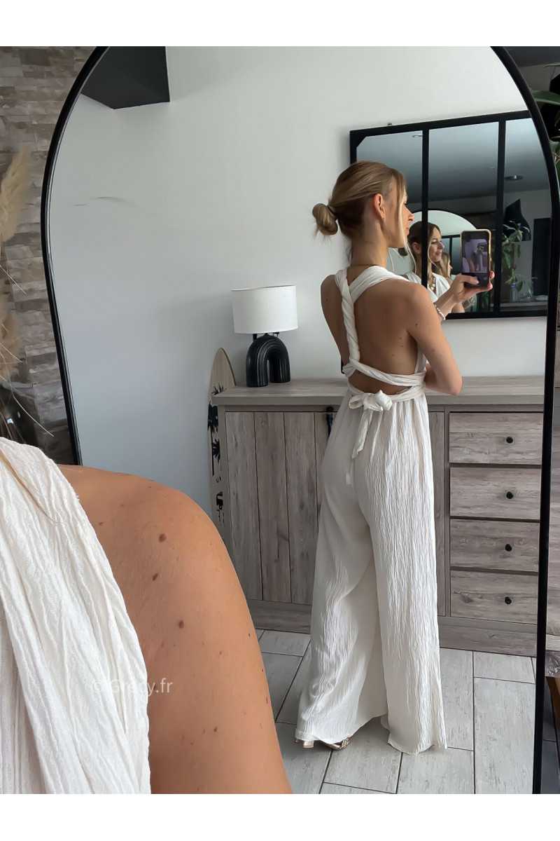 combinaison pantalon multipositions écru blanc fluide été grecy look tenue mode tendance