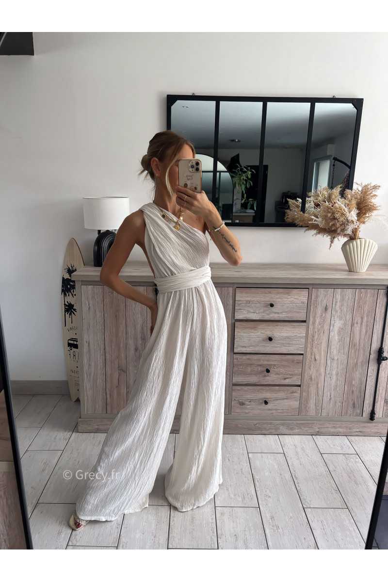 combinaison pantalon multipositions écru blanc fluide été grecy look tenue mode tendance