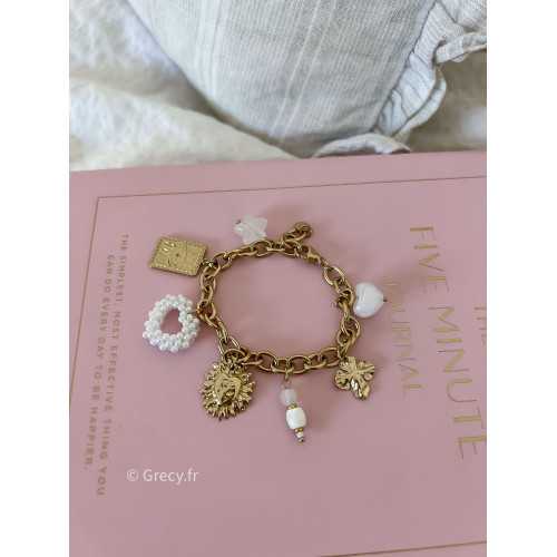 Bracelet breloques coeurs acier inoxydable charms