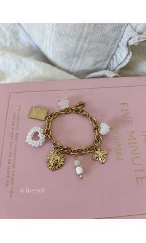 Bracelet breloques coeurs acier inoxydable charms