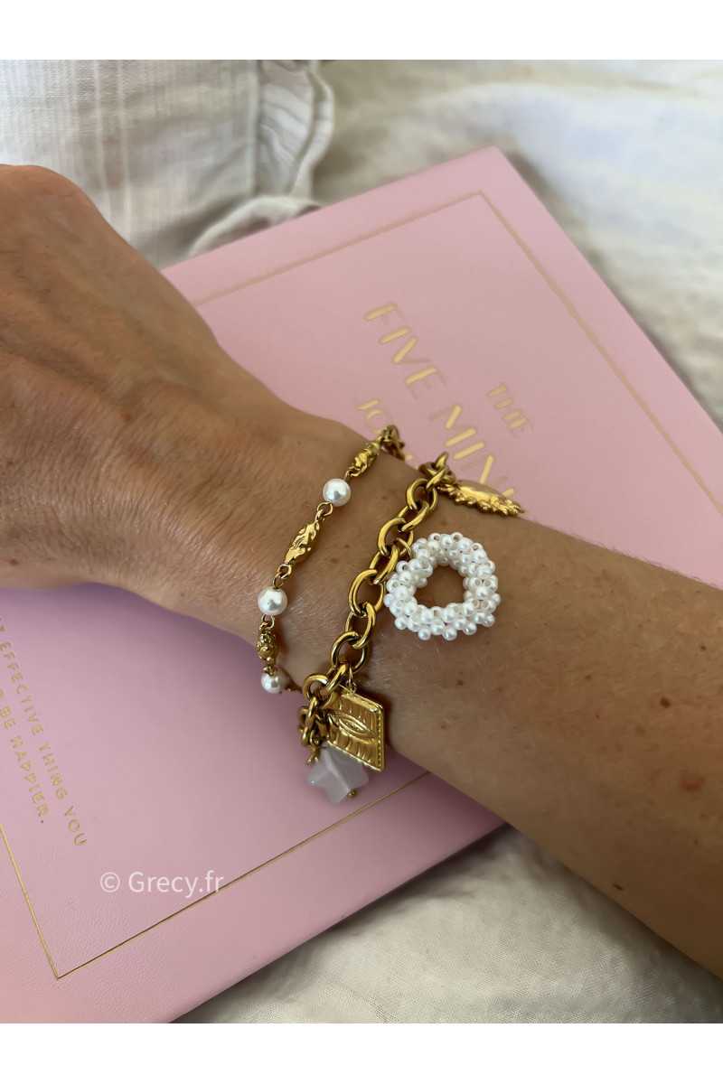 Bracelet breloques coeurs acier inoxydable charms