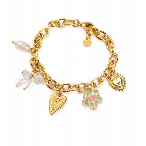 Bracelet breloques fleur noeud
