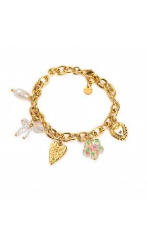 Bracelet breloques fleur noeud