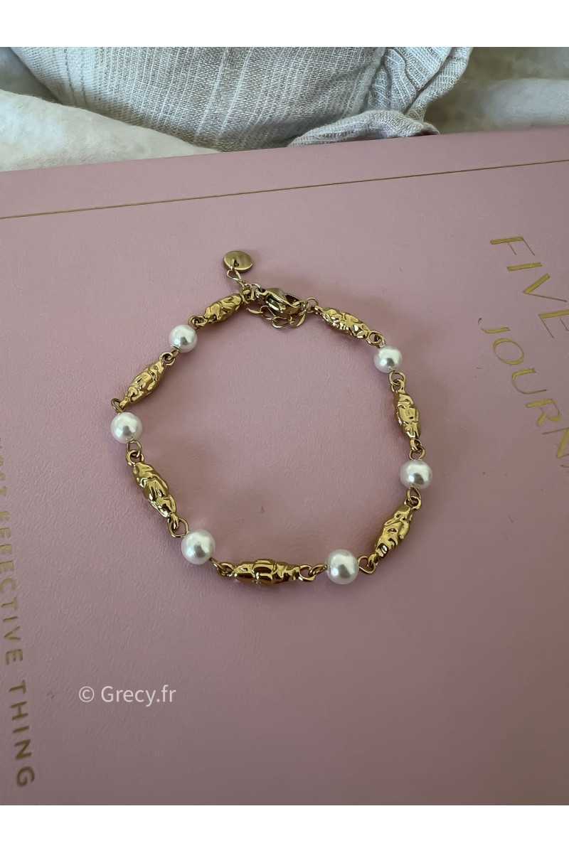 Bracelet chic perles et doré acier inoxydable