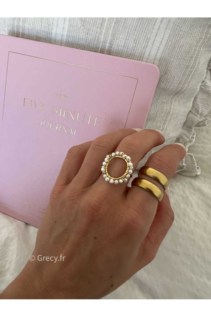 Bague cercle de perles ronde acier inoxydable