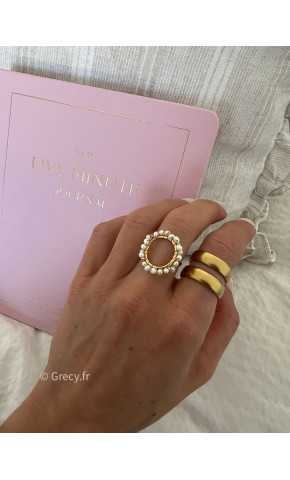 Bague cercle de perles ronde acier inoxydable