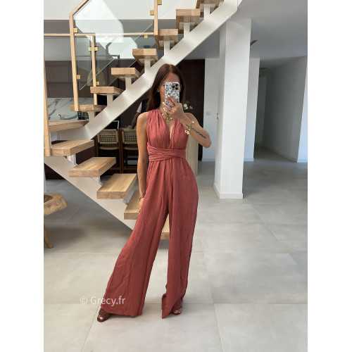 Combinaison multipositions terracotta fluide large chic soirée mode tendance grecy été 2024