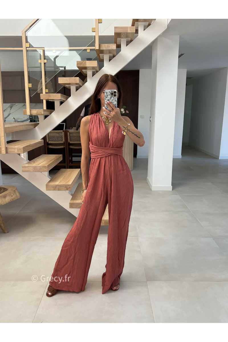 Combinaison multipositions terracotta fluide large chic soirée mode tendance grecy été 2024