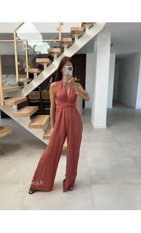 Combinaison multipositions terracotta fluide large chic soirée mode tendance grecy été 2024