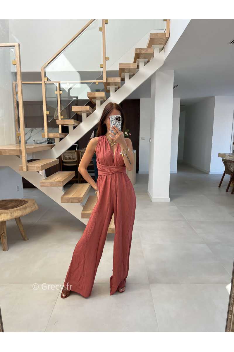 Combinaison multipositions terracotta fluide large chic soirée mode tendance grecy été 2024