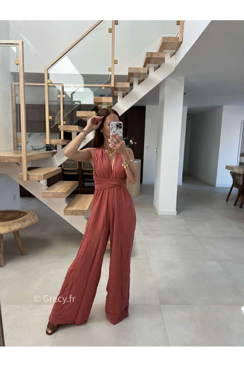 Combinaison multipositions terracotta fluide large chic soirée mode tendance grecy été 2024