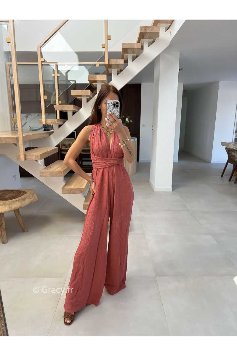 Combinaison multipositions terracotta fluide large chic soirée mode tendance grecy été 2024