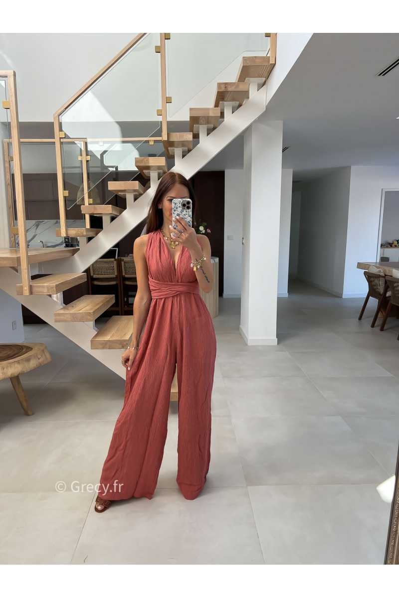 Combinaison multipositions terracotta fluide large chic soirée mode tendance grecy été 2024