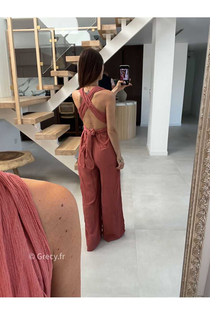 Combinaison multipositions terracotta fluide large chic soirée mode tendance grecy été 2024