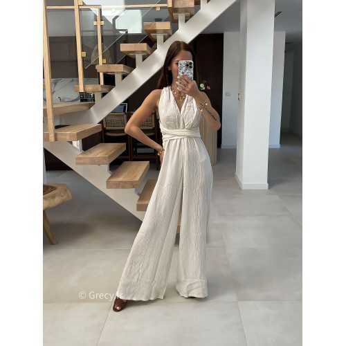 combinaison pantalon multipositions écru blanc fluide été grecy look tenue mode tendance