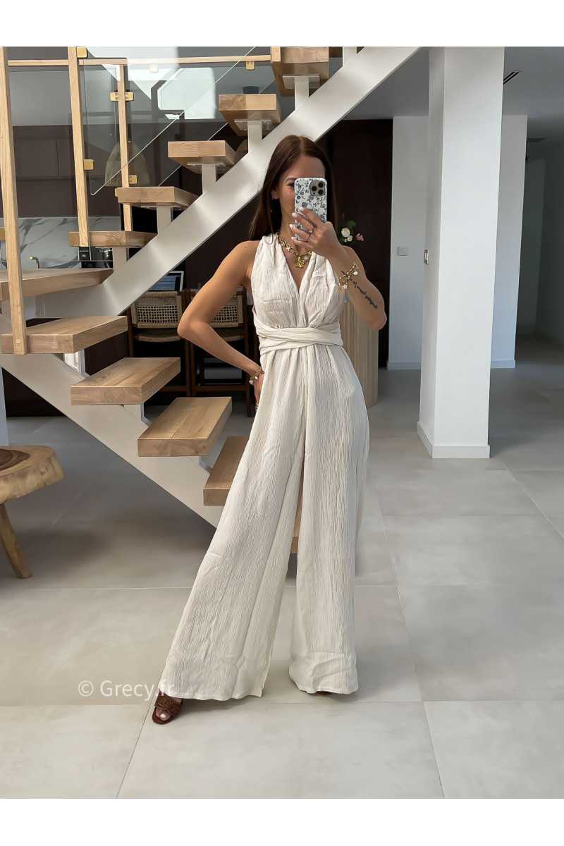 combinaison pantalon multipositions écru blanc fluide été grecy look tenue mode tendance