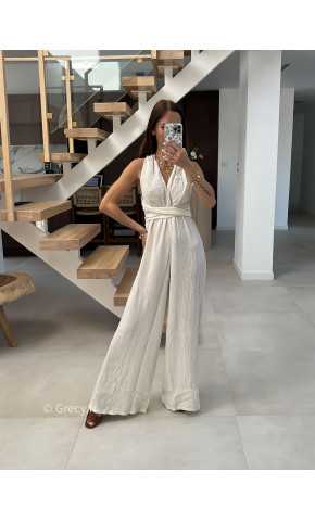 combinaison pantalon multipositions écru blanc fluide été grecy look tenue mode tendance