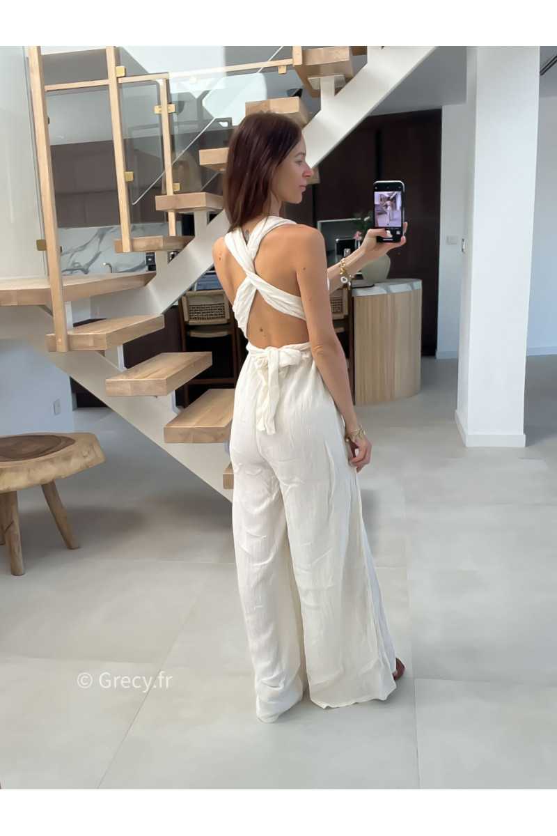 combinaison pantalon multipositions écru blanc fluide été grecy look tenue mode tendance