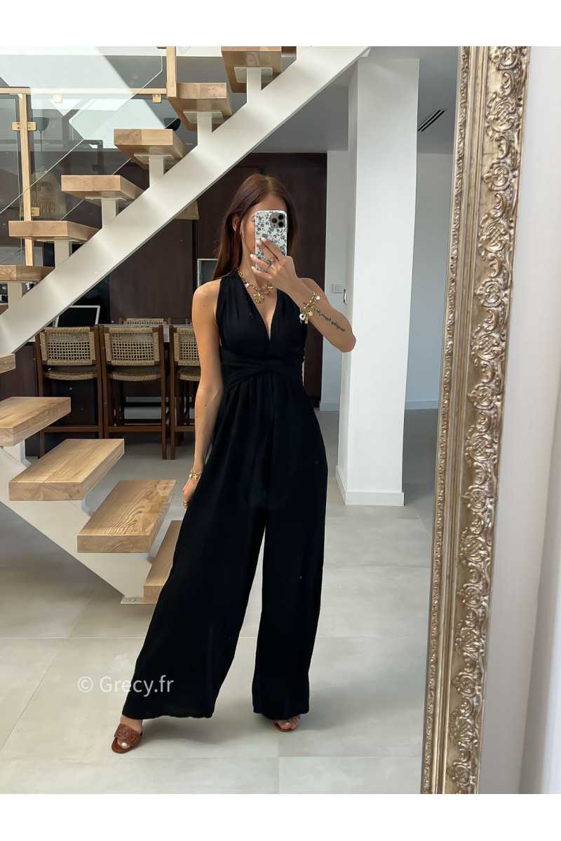 combinaison pantalon multipositions noire fluide été grecy look tenue mode tendance