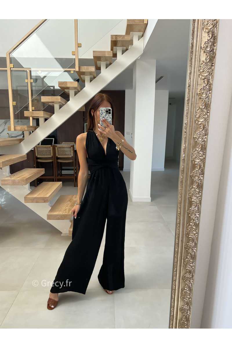 combinaison pantalon multipositions noire fluide été grecy look tenue mode tendance