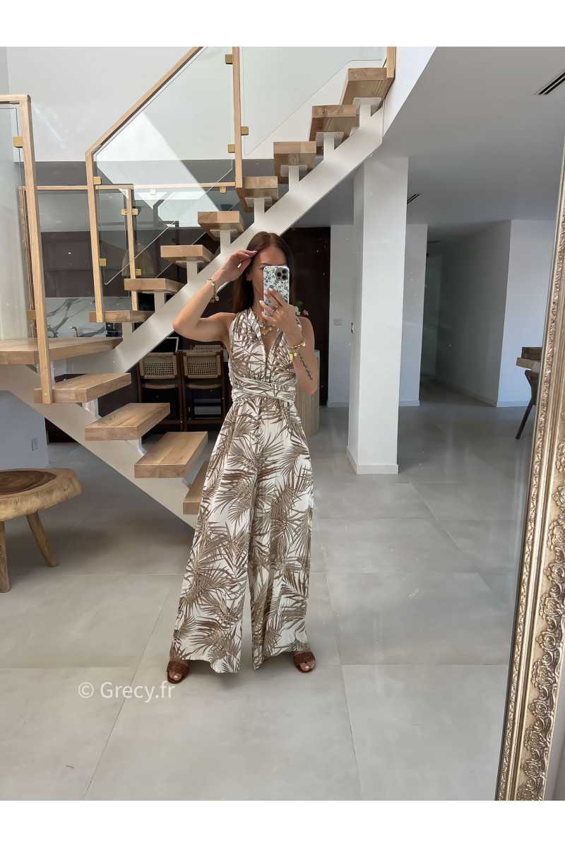 combinaison pantalon multipositions motifs beige fluide été grecy look tenue mode tendance