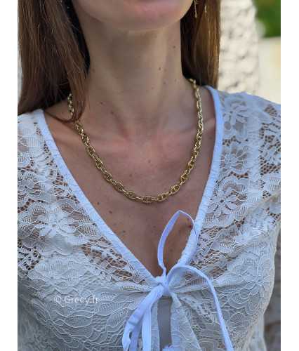collier maille doré bijoux acier inoxydable grecy