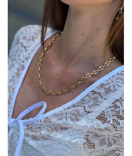 collier maille doré bijoux acier inoxydable grecy