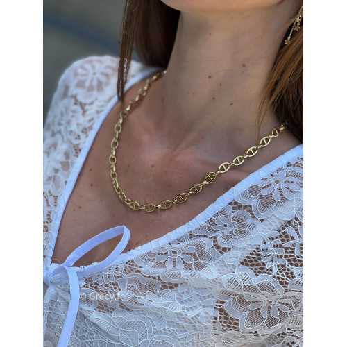 collier maille doré bijoux acier inoxydable grecy