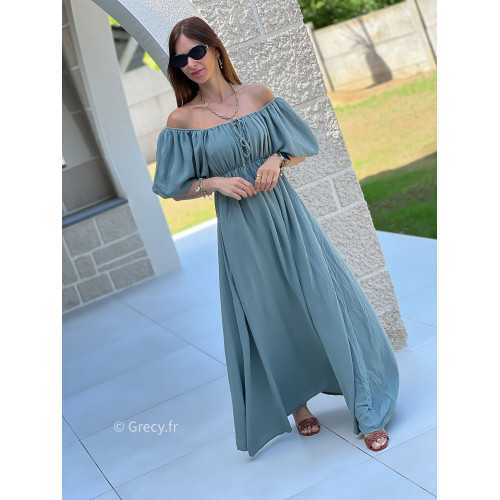 Robe longue verte manches ballon mode tendance ceremonie mariage printemps été grecy