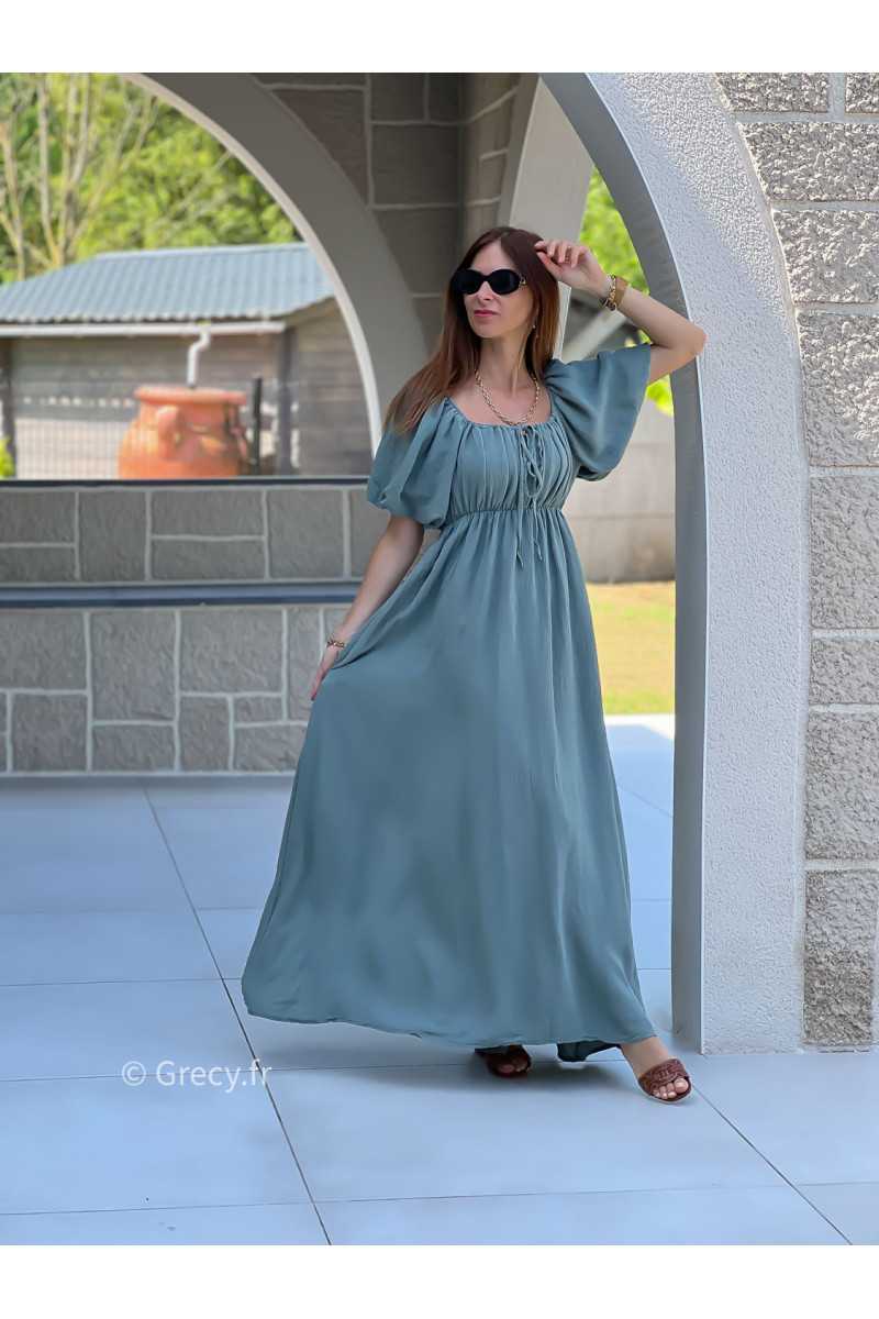 Robe longue verte manches ballon mode tendance ceremonie mariage printemps été grecy
