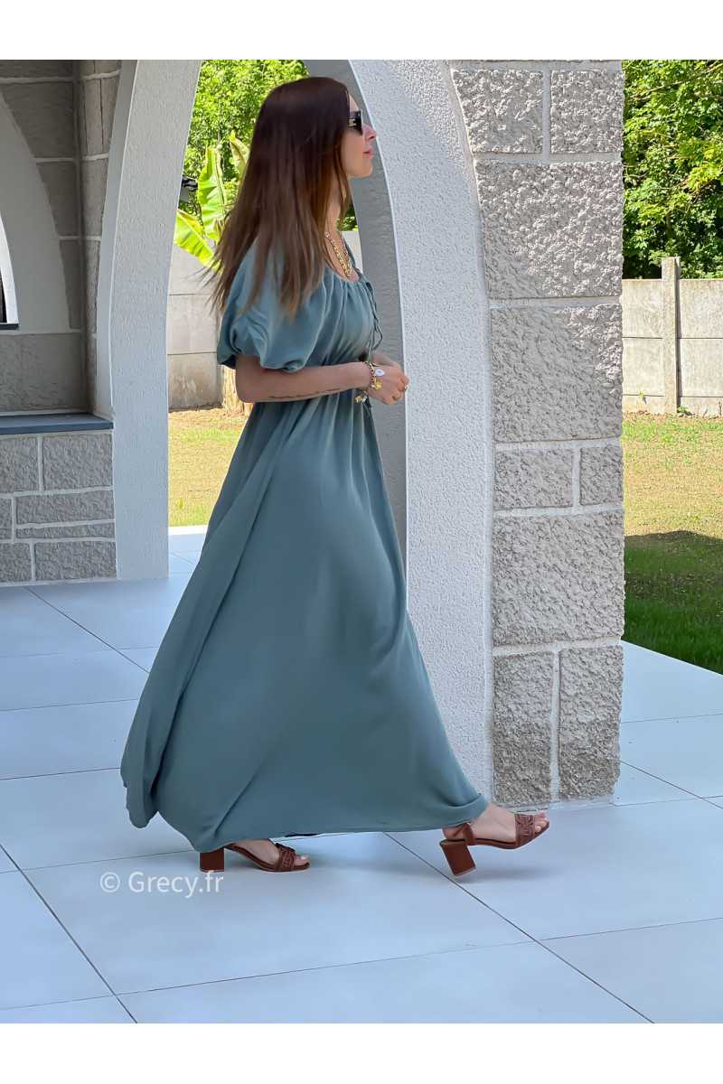 Robe longue verte manches ballon mode tendance ceremonie mariage printemps été grecy