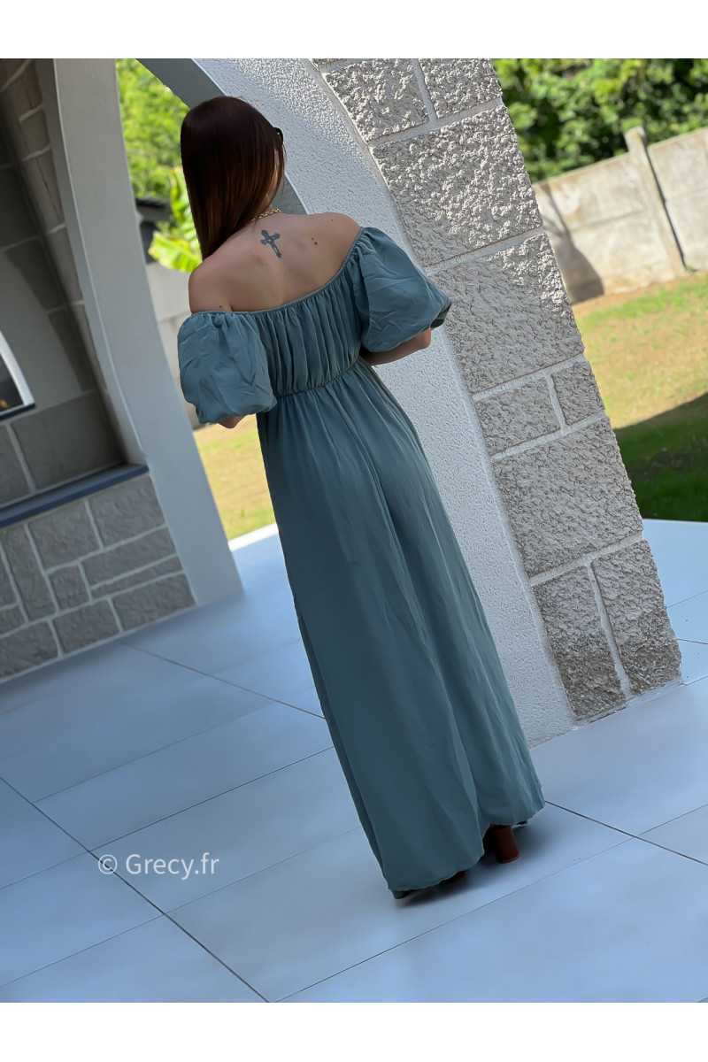 Robe longue verte manches ballon mode tendance ceremonie mariage printemps été grecy