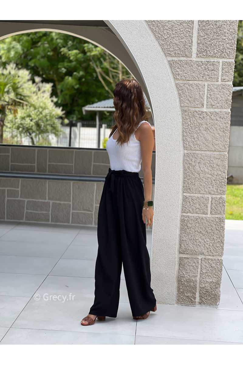 Pantalon fluide noir ceinture mode grecy tendance printemps été 2025 ootd fluide cérémonie chic