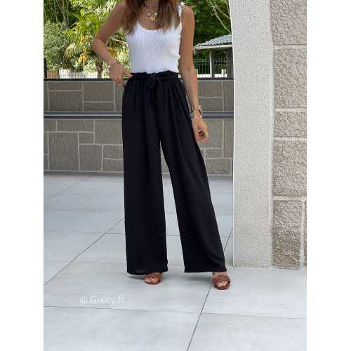 Pantalon fluide noir ceinture mode grecy tendance printemps été 2025 ootd fluide cérémonie chic