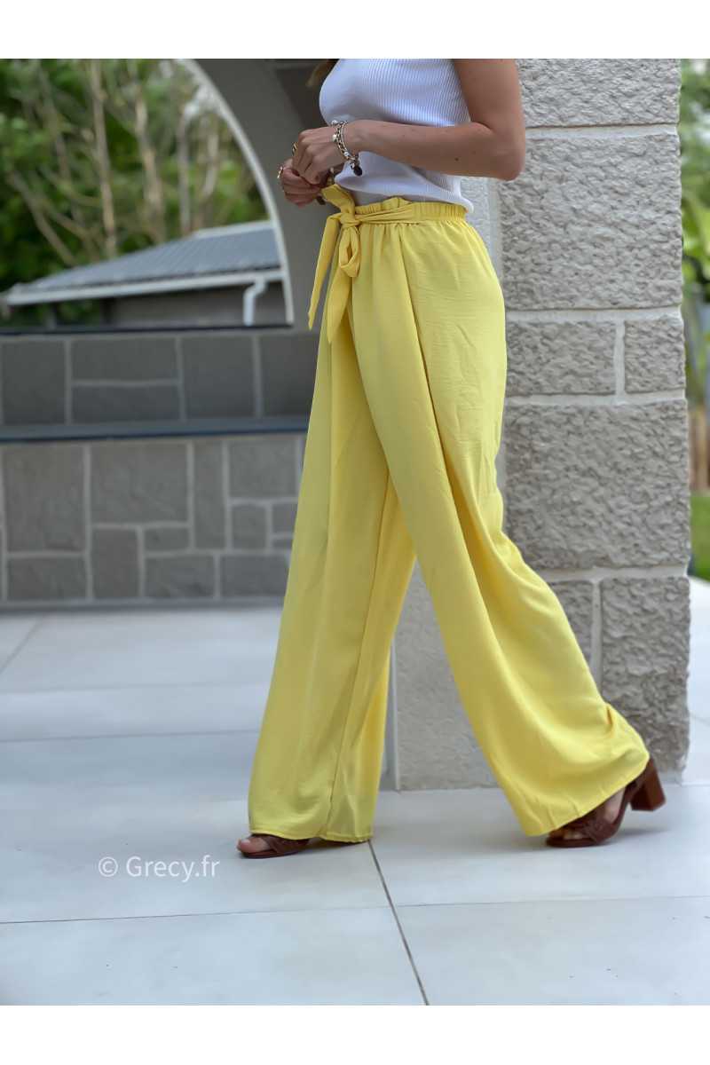 Pantalon fluide jaune ceinture mode grecy tendance printemps été 2025 ootd fluide cérémonie chic
