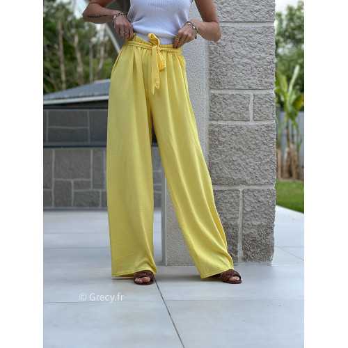 Pantalon fluide jaune ceinture mode grecy tendance printemps été 2025 ootd fluide cérémonie chic