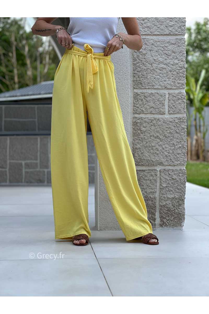 Pantalon fluide jaune ceinture mode grecy tendance printemps été 2025 ootd fluide cérémonie chic