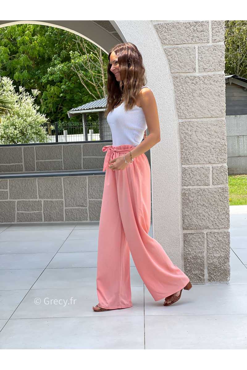Pantalon fluide rose mode grecy tendance printemps été 2025 ootd fluide cérémonie chic